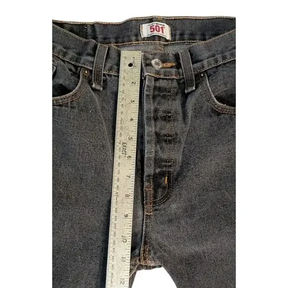 Levis 501 Jeans Mens 36x30 Pants Black Wash Workwear Faded Button Fly #499 - Picture 6 of 14